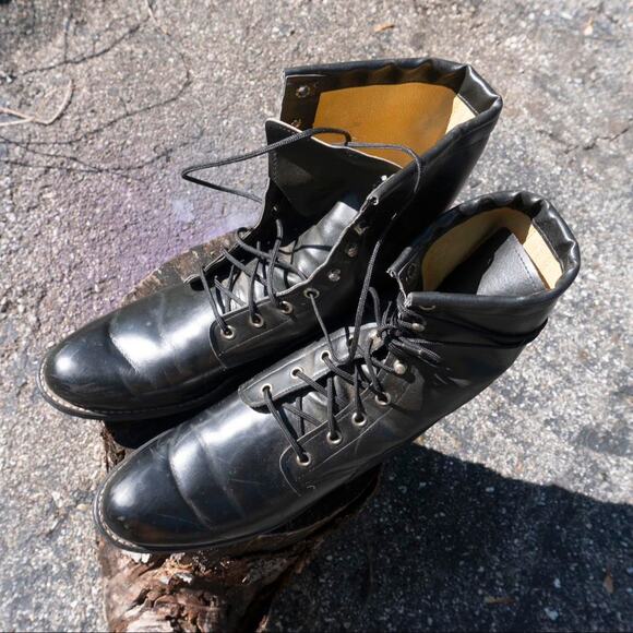 Vintage Black Leather Justin Style Riding Boots - Picture 4 of 7